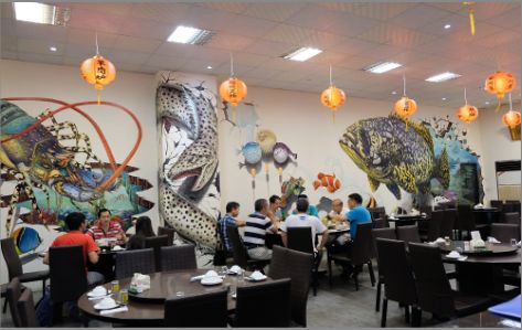 衡东海鲜餐厅墙体彩绘